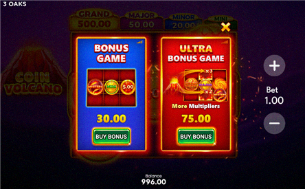Schermata Buy Bonus Coin Volcano